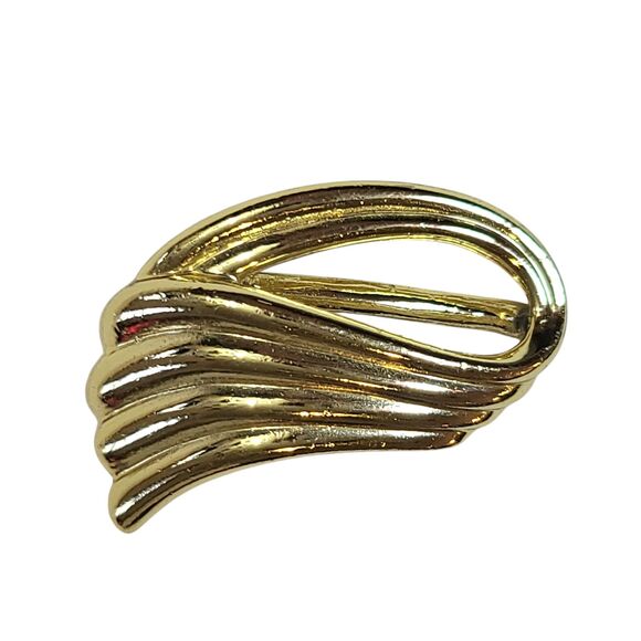 Vintage PANETTA Gold Tone Polished WING Shape Scarf Clip Estate - Picture 3 of 4
